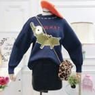 Crocodile Print Sweater Blue - One Size
