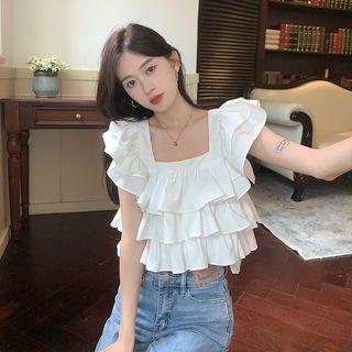 Cap-sleeve Tiered Ruffled Top