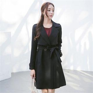 Flap-front Coat With Sash