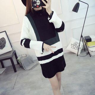 Color Block Long Sleeve Knit Dress