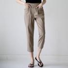 Band-waist Pocket-detail Cropped Pants