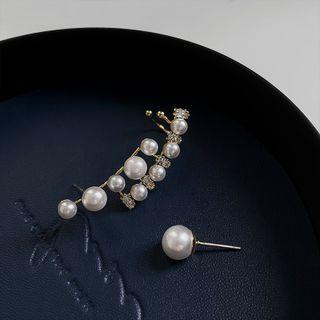 Faux Pearl Asymmetrical Cuff Earring