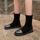 Faux Leather Panel Ankle Boots / Mid-calf Boots