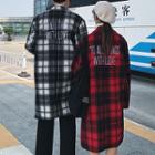 Couple Matching Lettering Plaid Single-breasted Coat