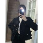 Fray Hem Tweed Jacket Black - One Size