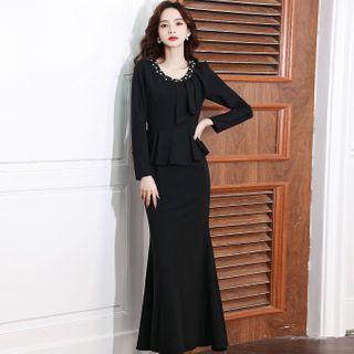 Long-sleeve Mermaid Gown