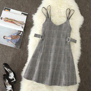 Plaid Mini Pinafore Dress