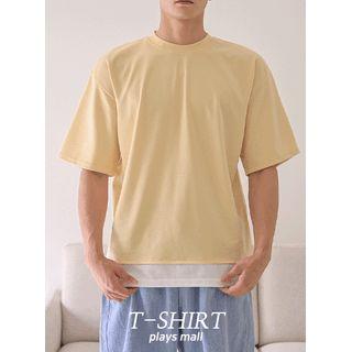 Plain Layered-hem T-shirt