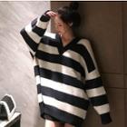 Loose-fit Striped Long Sweater Stripe - One Size