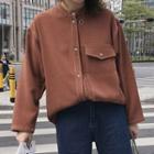 Contrast Stitching Stand-collar Buttoned Jacket