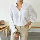 Tall Size Pocket-front Loose-fit Shirt
