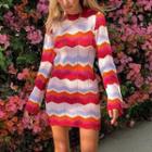 Chevron Open Back Sweater Dress