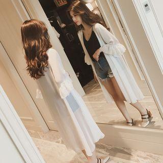 Flared 3/4-sleeve Chiffon Jacket