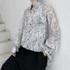 Printed Flap-pocket Long-sleeve Shirt