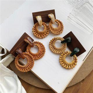 Woven Rattan Dangle Earring