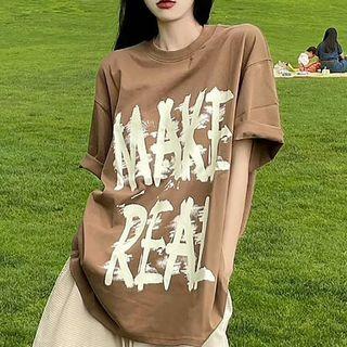 Short-sleeve Letter Printed Loose-fit T-shirt