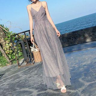 Strappy Sheer Panel Maxi Sun Dress