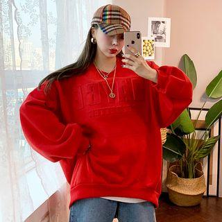 Letter-embossed Oversized Pullover