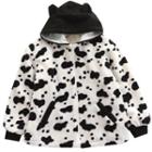 Patterned Hood Zip Jacket Dairy Cow - One Size