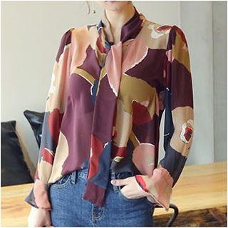 Bell-sleeve Floral Print Blouse