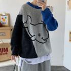 Color Block Whale Print Sweater