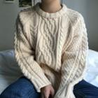 Cable-knit Sweater Off-white - One Size