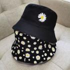Daisy Embroidered Revisable Bucket Hat Chrysanthemum - One Size