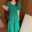 Off-shoulder Midi A-line Dress Green - One Size