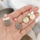 Heart Earring 1 Pair - Pink & Gray - One Size
