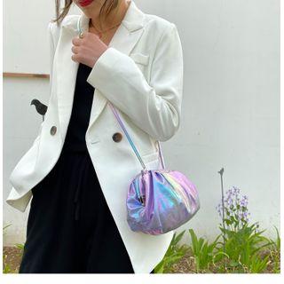 Iridescent Shirred Crossbody Bag