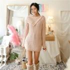 Turn-down Shoulder Chunky Knit Sweater