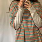 Striped Elbow-sleeve T-shirt Stripes - One Size