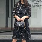 Floral Print 3/4 Sleeve Chiffon Dress With Slipdress