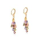 Fashion And Simple Plated Gold Geometric Earrings With Cubic Zirconia Golden - One Size