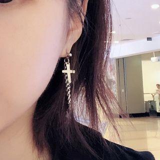 Stainless Steel Cross & Chain Fringed Earring