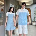 Couple Matching Blouse / Spaghetti Strap Mini A-line Dress / Polo Shirt / Shorts / Set