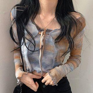 Set: Tie Dye Tube Top + Jacket Blue - One Size