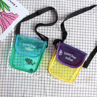 Lettering Flap Pvc Mini Crossbody Bag