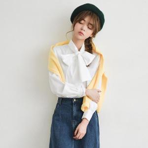 Tie-front Long-sleeve Blouse
