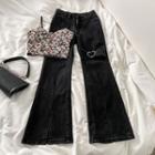 Flared Jeans / Floral Cropped Camisole Top