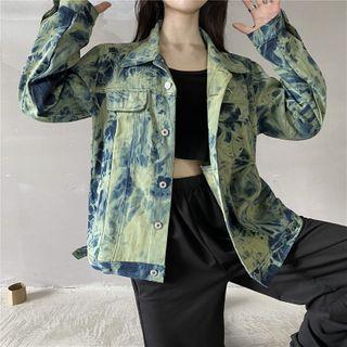 Tie-dye Cropped Denim Jacket