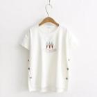 Ice-cream Embroidered Short-sleeve Top