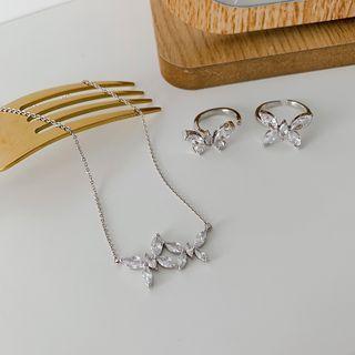 Rhinestone Butterfly Ring / Pendant Necklace