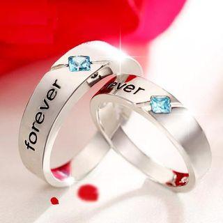 S925 Silver Lettering Couple Ring