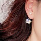 Rhinestone Crown Asymmetric Earring
