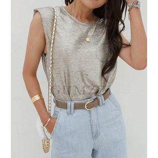 Padded Shoulder Glittered Top