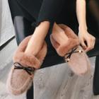 Bow Accent Furry Loafers