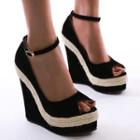 Ankle-strap Peep-toe Platform Wedge-heel Sandals