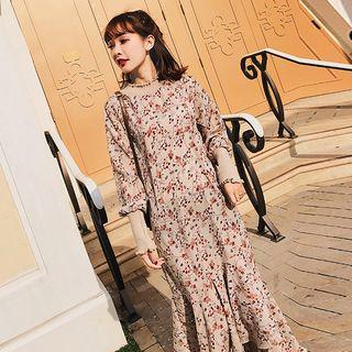 Tie-waist Asymmetric Floral Maxi Dress