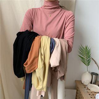 High-neck Fleece-lined Plain Top